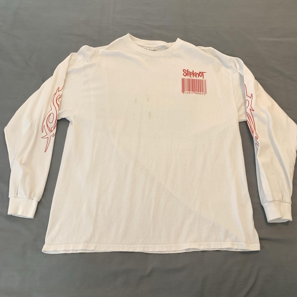 Slipknot Shirt Mens XL White Wait And Bleed Graphic Long Sleeve‎ Tee T-Shirt